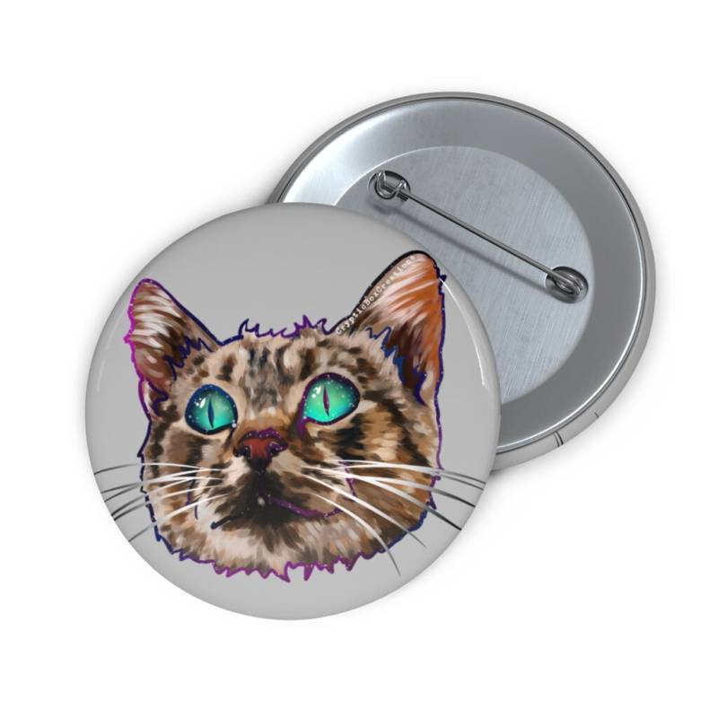 Space Cat Original Kunst Metall Pin Button Cosmic Stars Galaxy von CrypticBoxCreations