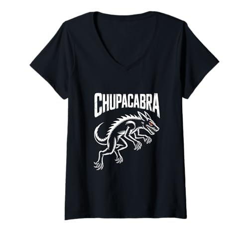 Damen Fabelwesen Amtlicher Chupacabra-Jäger T-Shirt mit V-Ausschnitt Damen Fabelwesen Amtlicher Chupacabra-Jäger T-Shirt mit V-Ausschnitt von Cryptid Cryptozoology Mythical Mystery Creature