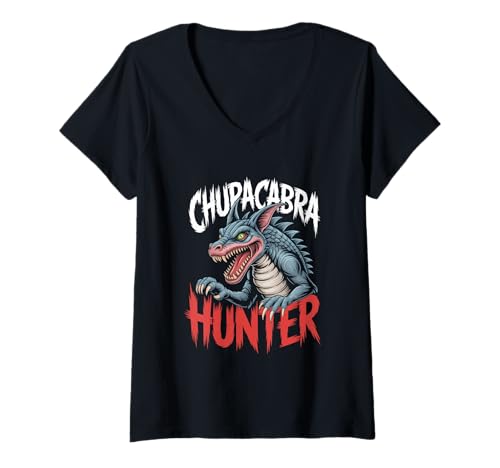 Damen Fabelwesen Amtlicher Chupacabra-Jäger T-Shirt mit V-Ausschnitt Damen Fabelwesen Amtlicher Chupacabra-Jäger T-Shirt mit V-Ausschnitt von Cryptid Cryptozoology Mythical Mystery Creature