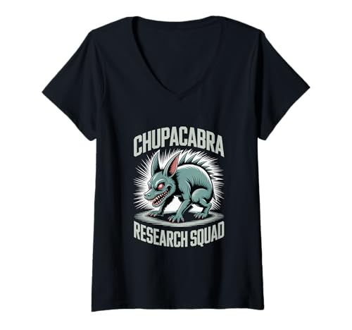 Damen Fabelwesen Chupacabra Forschungstrupp T-Shirt mit V-Ausschnitt Damen Fabelwesen Chupacabra Forschungstrupp T-Shirt mit V-Ausschnitt von Cryptid Cryptozoology Mythical Mystery Creature