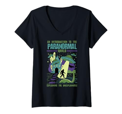 Damen Eine Einführung in die paranomale Welt Cryptids T-Shirt mit V-Ausschnitt von Cryptid Society Local Monsters Cryptozoology Scary