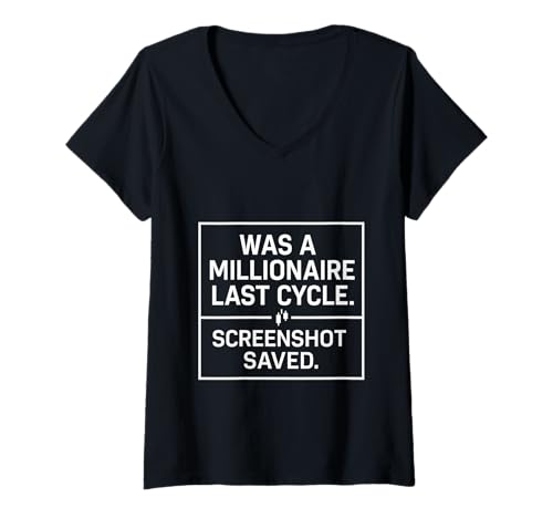 Damen Was A Millionaire Last Cycle Funny Crypto Design T-Shirt mit V-Ausschnitt Damen Was A Millionaire Last Cycle Funny Crypto Design T-Shirt mit V-Ausschnitt von Crypto Meme Culture