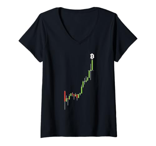 Damen Kryptomuster auf dem Bitcoin-Bullish-Breakout-Candlestick-Chart T-Shirt mit V-Ausschnitt Damen Kryptomuster auf dem Bitcoin-Bullish-Breakout-Candlestick-Chart T-Shirt mit V-Ausschnitt von Crypto Trading Bitcoin Blockchain Pattern Signal