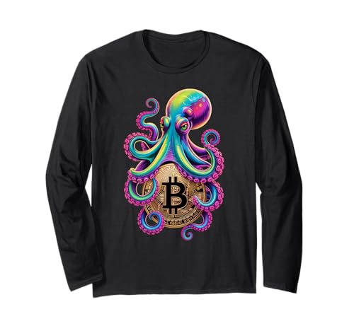 Bitcoin Funny Octopus Crypto Tech Lovers Cyberpunk-Männer Langarmshirt Bitcoin Funny Octopus Crypto Tech Lovers Cyberpunk-Männer Langarmshirt von Crypto Vibe Graphic