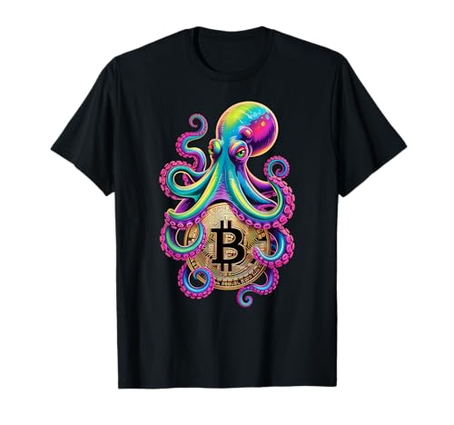 Bitcoin Funny Octopus Crypto Tech Lovers Cyberpunk-Männer T-Shirt Bitcoin Funny Octopus Crypto Tech Lovers Cyberpunk-Männer T-Shirt von Crypto Vibe Graphic