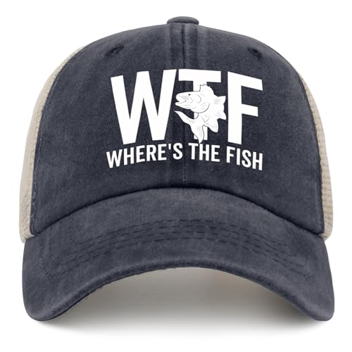 Cryptomancy WTF Where's The Fish Hut für Frauen Papa Hüte mit Design Caps, Marineblau 2, Einheitsgröße von Cryptomancy