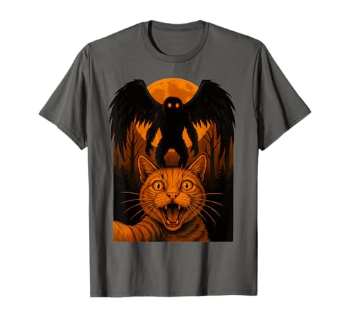 Orange Cat Selfie mit Mottenmann - Cryptid Moth Man Halloween T-Shirt Orange Cat Selfie mit Mottenmann - Cryptid Moth Man Halloween T-Shirt von Cryptozoology Monsters
