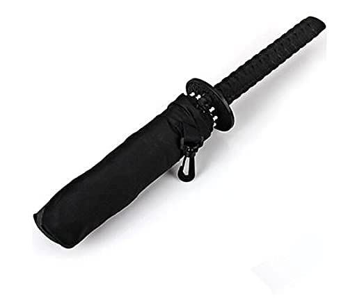 Crysdaralovebi Samurai Regenschirm in Katana-Form mit bequemem Samuraischwertgriff (schwarz) von Crysdaralovebi