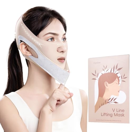 Cryslora Wiederverwendbare Doppelkinn-Reduzierer, rutschfeste Chinologie-Maske, Kinnriemen zum Schlafen, V-Linien-Facelifting-Maske für Frauen, Rosa von Cryslora