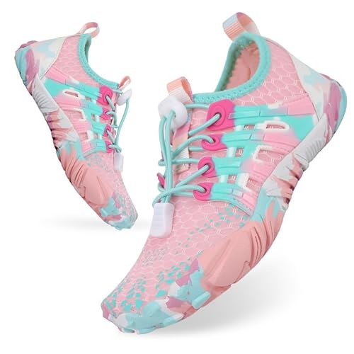 CrystErzoix Badeschuhe Kinder Wasserschuhe Barfußschuhe Leicht Strandschuhe Jungen Mädchen Aquaschuhe rutschfest Schwimmschuhe Schnell Trocknend Tauchschuhe von CrystErzoix