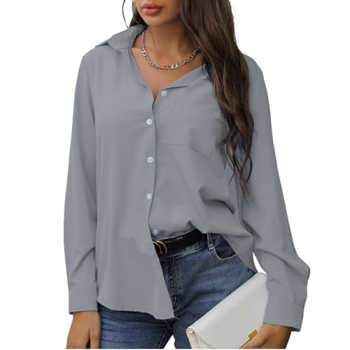 CrystErzoix Bluse Damen Langarm Hemd Lässiges Blusenshirt Klassisches Hemdbluse V Ausschnitt Elegante Oberteile CrystErzoix Bluse Damen Langarm Hemd Lässiges Blusenshirt Klassisches Hemdbluse V Ausschnitt Elegante Oberteile von CrystErzoix