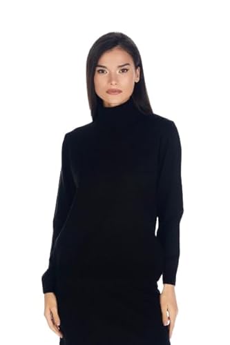 Crystal SOLO Damen Schwarz Acryl Casual Rollkragen Pullover Strick (DE/NL/SE/PL, Alphanumerisch, L, Regular, Regular, Schwarz) von Crystal SOLO