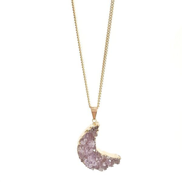 Crystal and Sage Moon - vergoldete Halskette mit Achatmond mit Kristalldruse Crystal and Sage Moon - vergoldete Halskette mit Achatmond mit Kristalldruse von Crystal and Sage