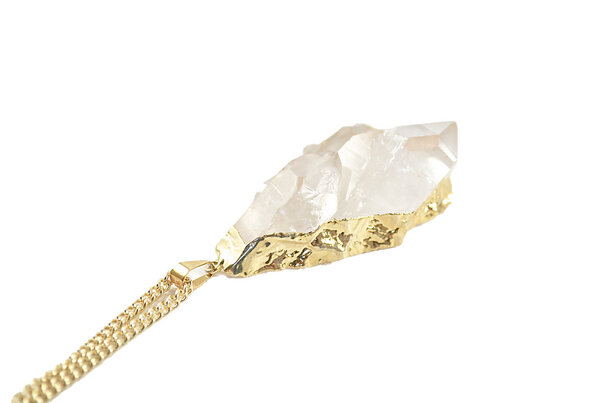 Crystal and Sage Mountain Rock - Bergkristall Halskette silber oder gold von Crystal and Sage