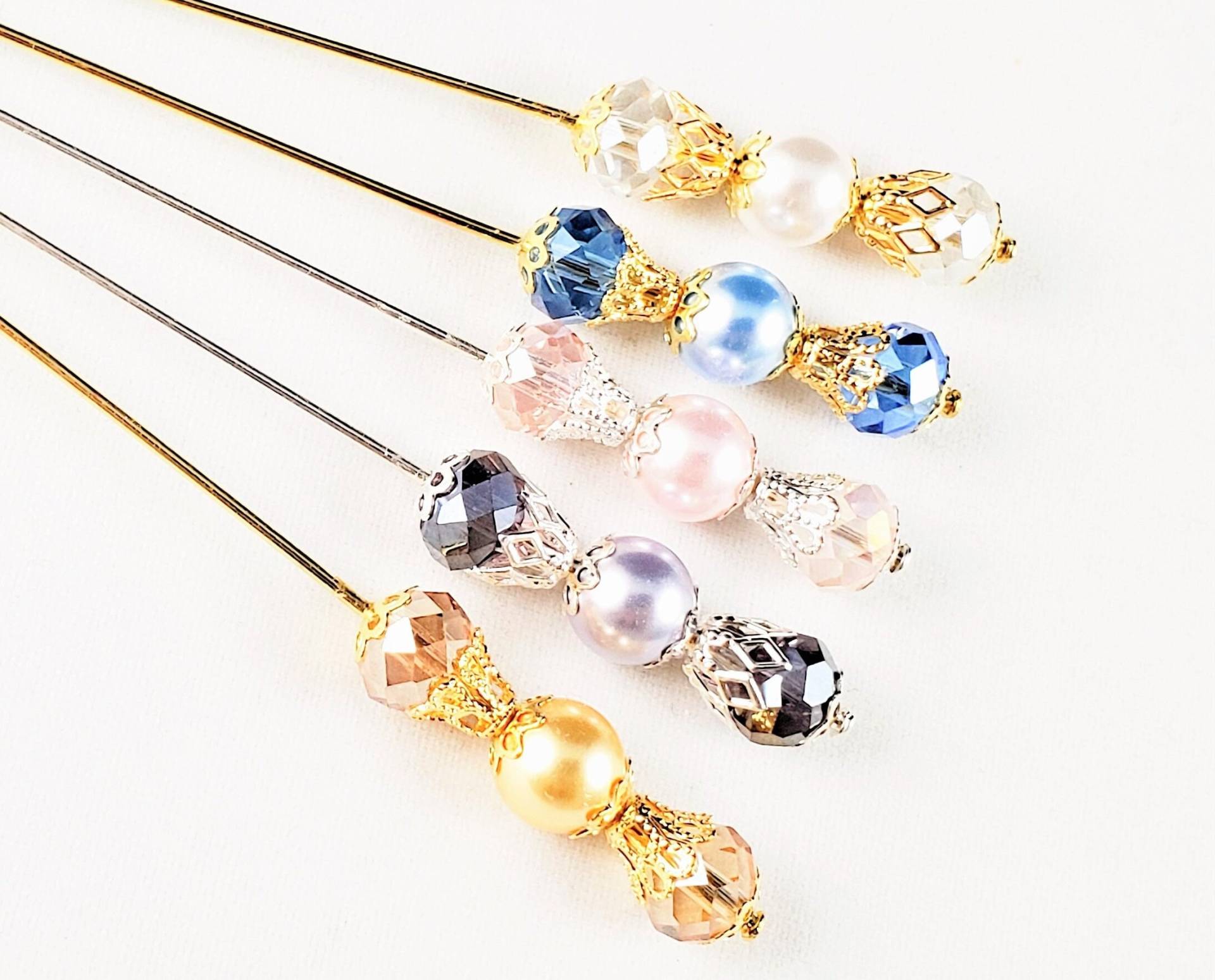 3-Zoll-Versilberte Oder Gold Fertige Kristallperlen Und Perlen-stick-Pins 3-Zoll-Versilberte Oder Gold Fertige Kristallperlen Und Perlen-stick-Pins von CrystalArtPins
