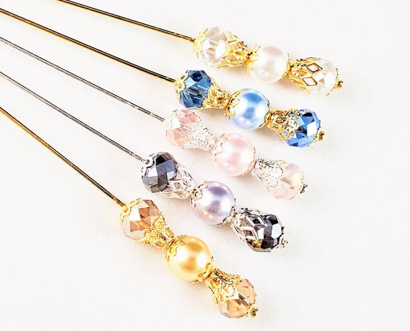 3-Zoll-Versilberte Oder Gold Fertige Kristallperlen Und Perlen-stick-Pins 3-Zoll-Versilberte Oder Gold Fertige Kristallperlen Und Perlen-stick-Pins von CrystalArtPins