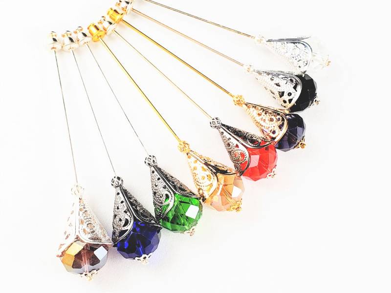 Silber, Antikes Silber Oder Gold Große Edelstein Farbige Kristall Filigrane Kegel-stick-Pins Silber, Antikes Silber Oder Gold Große Edelstein Farbige Kristall Filigrane Kegel-stick-Pins von CrystalArtPins