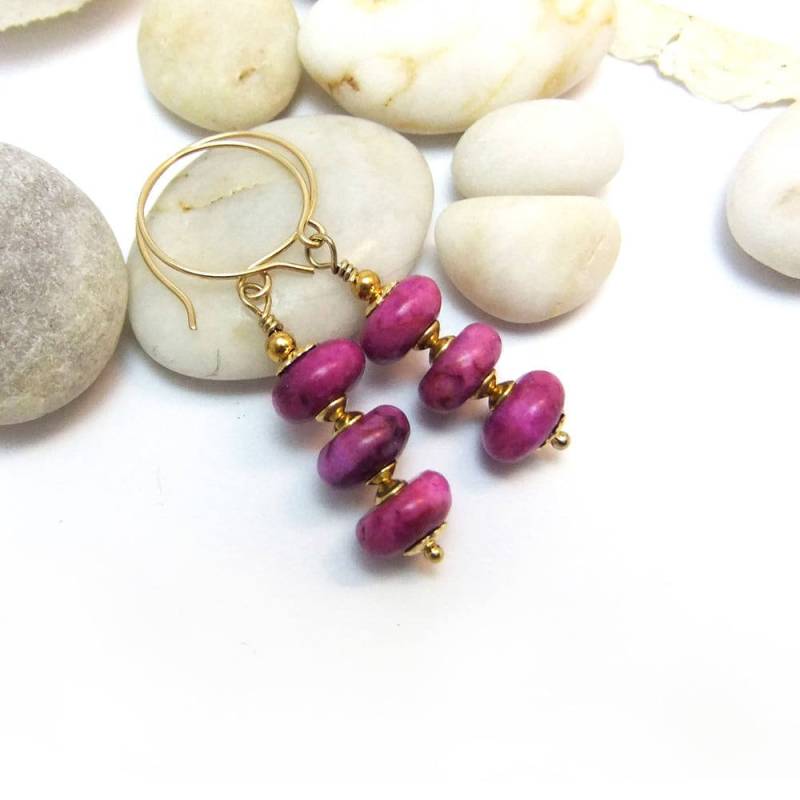 Fuchsia Rosa Sugilith Edelstein Perlen Tropfen Ohrringe Handgemacht Gold Filled Ohrhaken Rondell Fuchsia Rosa Sugilith Edelstein Perlen Tropfen Ohrringe Handgemacht Gold Filled Ohrhaken Rondell von CrystalBazaar