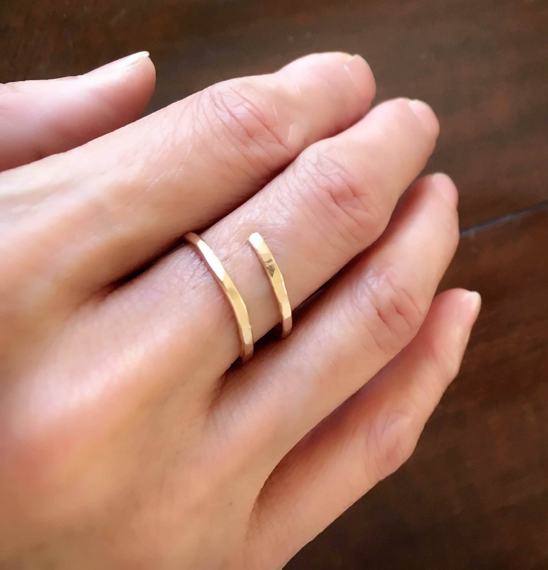 14K Gold Filled Doppelband Ring, Spiral Ring, Offener Band Ring 14K Gold Filled Doppelband Ring, Spiral Ring, Offener Band Ring von CrystalBlueJewels
