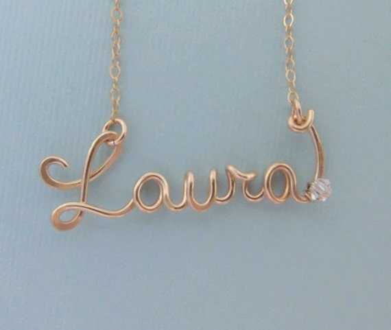 Benutzerdefinierte Namenskette, Namenskette Mit Kristall, 14K Gold Gefüllt, Draht Personalisierte Schmuck, Baby Name Benutzerdefinierte Namenskette, Namenskette Mit Kristall, 14K Gold Gefüllt, Draht Personalisierte Schmuck, Baby Name von CrystalBlueJewels