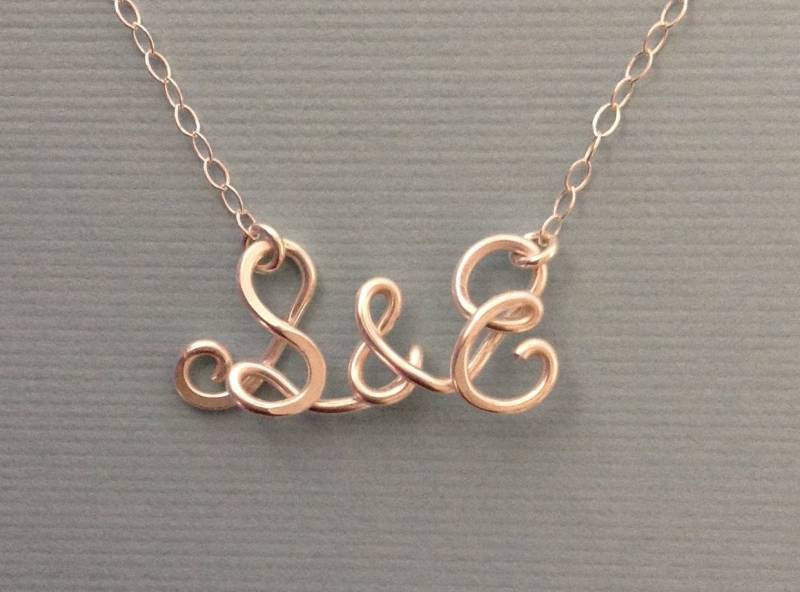 Initial & Halskette, Personalisierte Zwei Liebende Initialen Sterling Silber Halskette von CrystalBlueJewels
