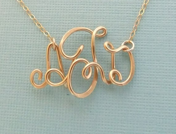 Monogramm Kette | 14K Gold Filled Monogramm Kette | 14K Gold Filled von CrystalBlueJewels