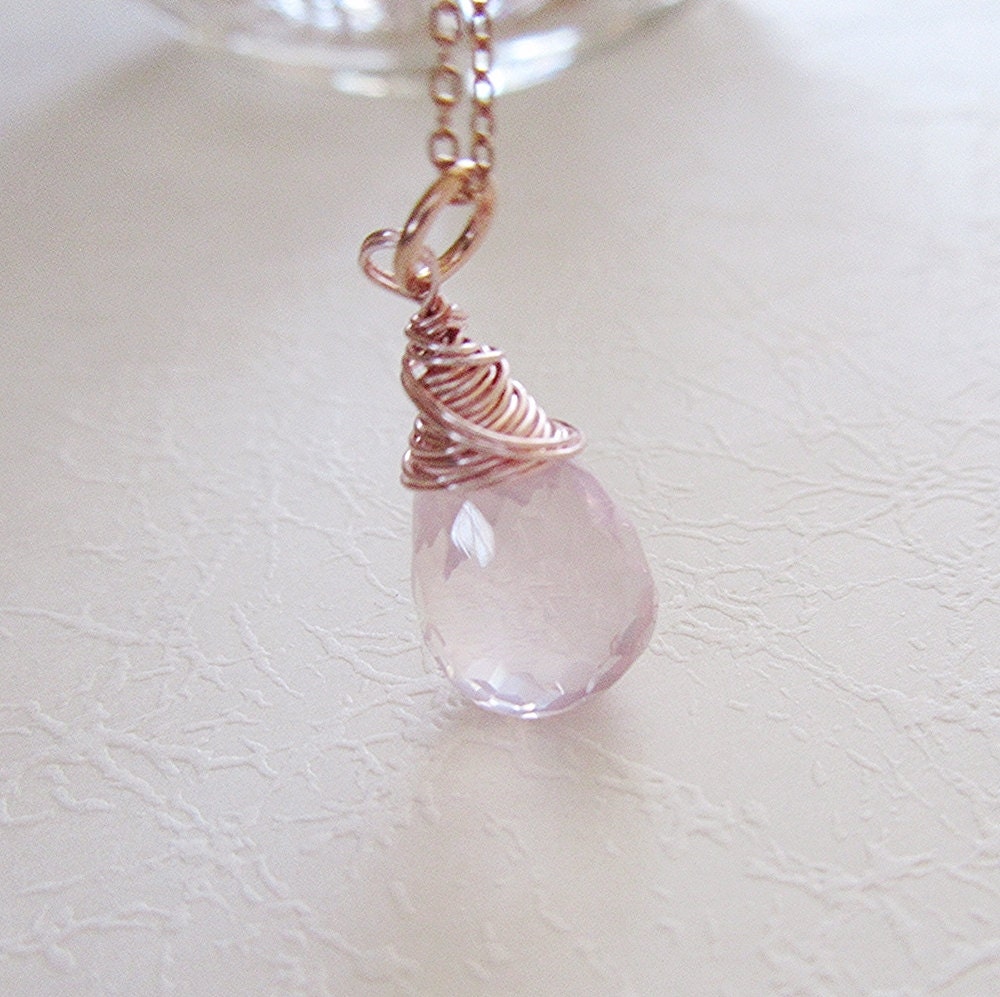 Rosenquarz Briolette, Halskette, Rose Gold Neccklace Rosenquarz Briolette, Halskette, Rose Gold Neccklace von CrystalBlueJewels