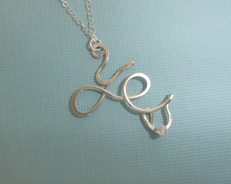 Yes Halskette Mit Kristall, Sterling Silber, Gold Filled, Rose Filled Yes Halskette Mit Kristall, Sterling Silber, Gold Filled, Rose Filled von CrystalBlueJewels