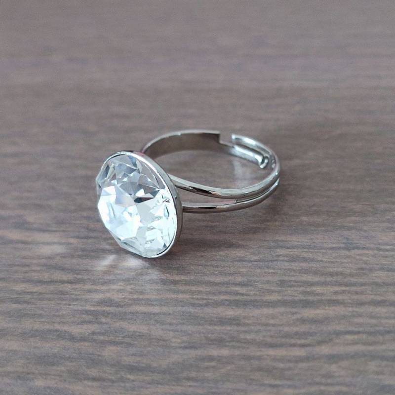 Verstellbarer Ring Mit Swarovski Chaton 13 Mm Crystal F von CrystalComponentsCZ