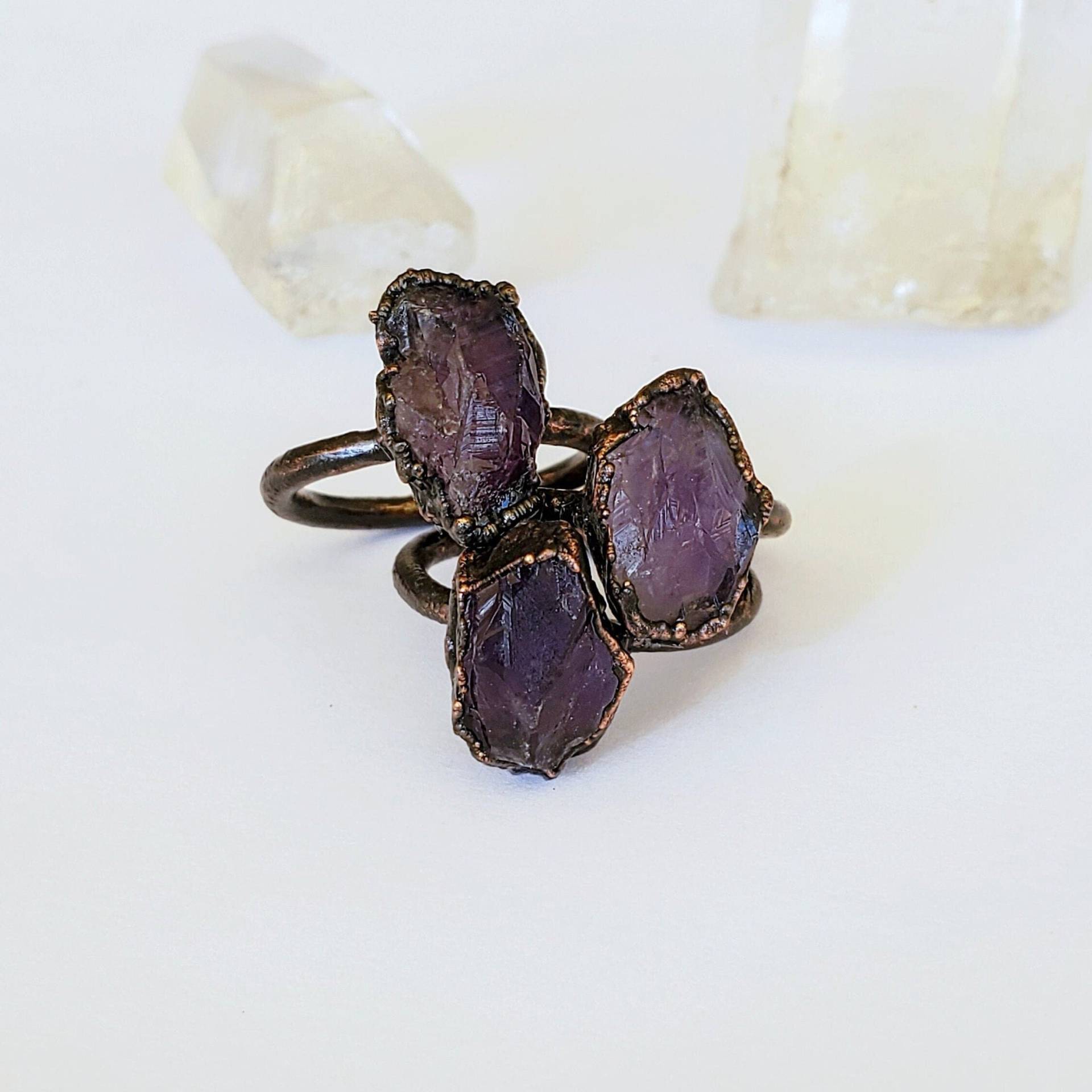 Roher Amethyst Ring, Kupfer Electrogeformter Rohstein Boho Ring Roher Amethyst Ring, Kupfer Electrogeformter Rohstein Boho Ring von CrystalDreamerCo
