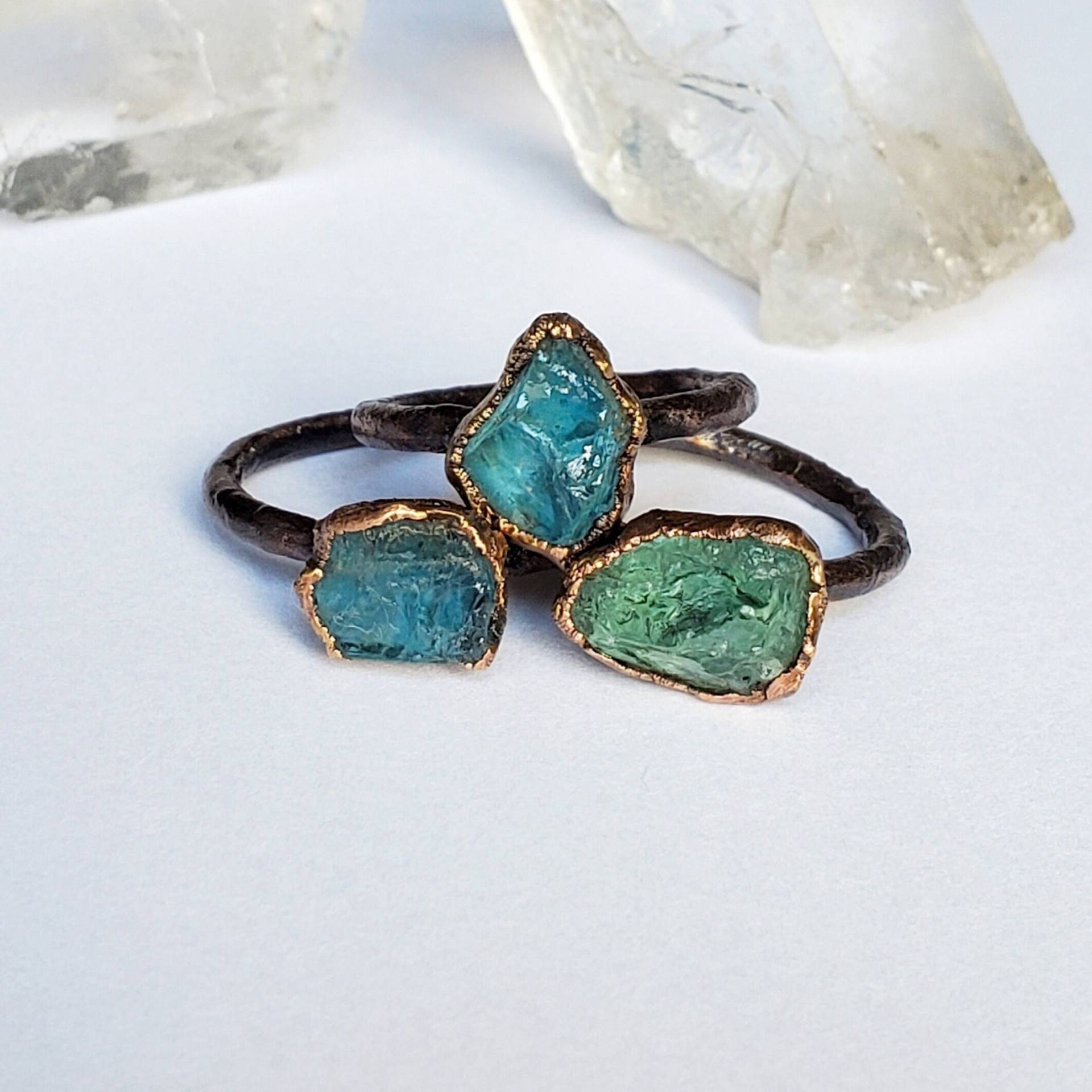 Roher Aquamarin Ring, Kupfer Electrogeformter Rohstein Boho Großer Ring Roher Aquamarin Ring, Kupfer Electrogeformter Rohstein Boho Großer Ring von CrystalDreamerCo