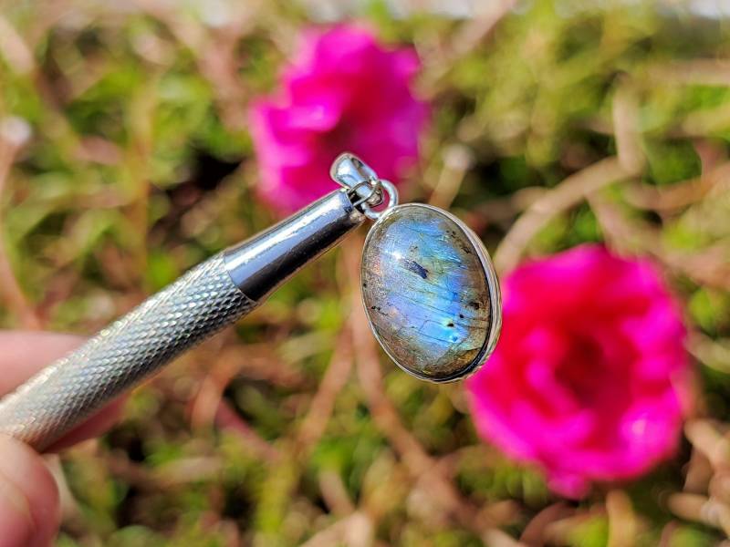 Labradorit Anhänger - Natürlicher Feuer Labradorit Sterling Silber Handgemachter Schmuck Schöner Spektrolith Anhänger, Heilung von CrystalMountainIndia