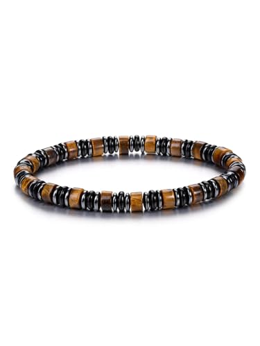 CrystalTears 6mm Tigerauge Armband Herren Heilstein Obsidian Turmalin Perlenarmband Edelstein Schmuck Glücksbringer Geschenk von CrystalTears