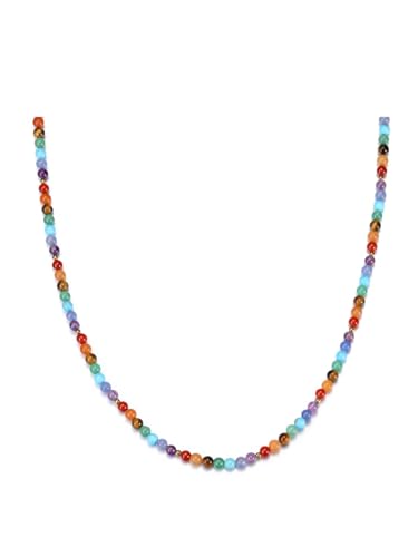 CrystalTears 7 Chakra Heilstein Kette Damen Edelstein Halskette Healing Reiki Bunte 4mm Perlenkette Glücksbringer Geschenke für Freundin von CrystalTears