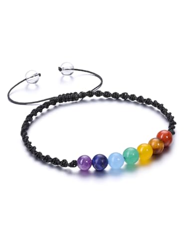 CrystalTears 7 Chakren Armband Damen 6mm Beads verstellbares Perlenarmband Heilende Kristalle Armkette Reiki Healing Talisman spirituelle Geschenke von CrystalTears