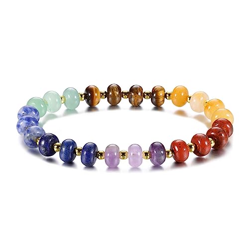 CrystalTears 7 Chakren Armband Damen elastischer Chakra Steine Armschmuck Heilstine Kristalle Bracelet elegant Geschenke für Mama von CrystalTears