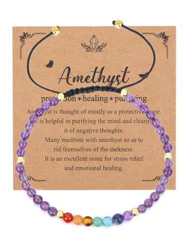 CrystalTears Amethyst Armband Damen verstellbare 7 Chakren Perlenarmband Reiki Talisman spirituelle Geschenke von CrystalTears