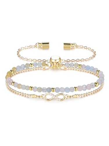 CrystalTears Heilstein Armband Unendlichkeit Symbol Infinity Goldene Armkette Damen Edelstein Charms Schmuck Geschenk von CrystalTears