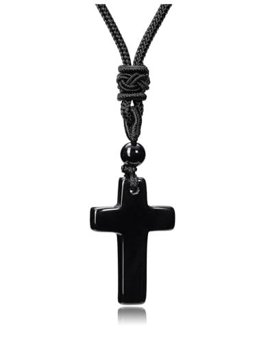 CrystalTears Kreuz Kette Obsidian Kreuzanhänger mit verstellbare Halskette Damen Herren Amulett Schmuck spirituelle Geschenk CrystalTears Kreuz Kette Obsidian Kreuzanhänger mit verstellbare Halskette Damen Herren Amulett Schmuck spirituelle Geschenk von CrystalTears