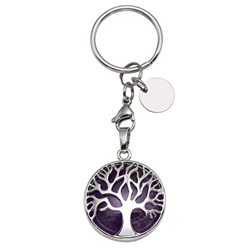 CrystalTears Natürlich Edelstein Schlüsselanhänger Lebensbaum Anhänger Heilsteine Reiki Schlüsselring Schlüsselbund Keychain Dekoration von CrystalTears
