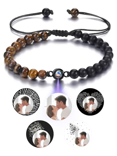 CrystalTears Personalisiert Foto Armband mit Bild im Stein Projektion Edelsteine Heilstein geflochtenes Armband Geschenke von CrystalTears