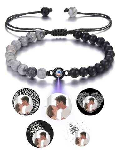 CrystalTears Personalisiert Foto Armband mit Bild im Stein Projektion Edelsteine Heilstein geflochtenes Armband Geschenke von CrystalTears