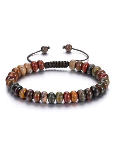 CrystalTears Picasso Stein Perlenarmband Geflochtenes Heilstein Armband Edelstein Schmuck Damen Herren von CrystalTears