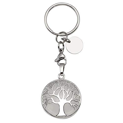 CrystalTears Natürlich Edelstein Schlüsselanhänger Lebensbaum Anhänger Heilsteine Reiki Schlüsselring Schlüsselbund Keychain Dekoration von CrystalTears