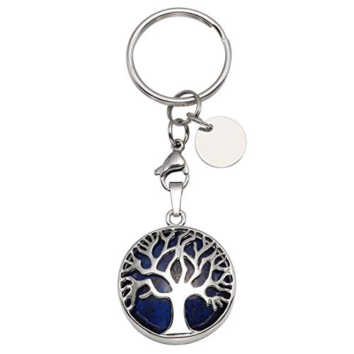 CrystalTears Natürlich Edelstein Schlüsselanhänger Lebensbaum Anhänger Heilsteine Reiki Schlüsselring Schlüsselbund Keychain Dekoration von CrystalTears