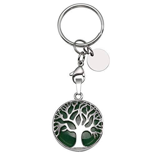 CrystalTears Natürlich Edelstein Schlüsselanhänger Lebensbaum Anhänger Heilsteine Reiki Schlüsselring Schlüsselbund Keychain Dekoration von CrystalTears