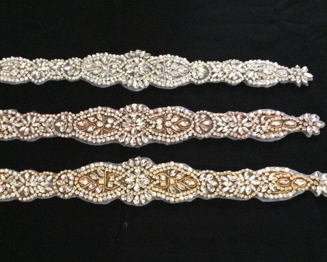 Großhandel Gold Kristall Strass Applikation - Rose Braut Trim von CrystalTrimming