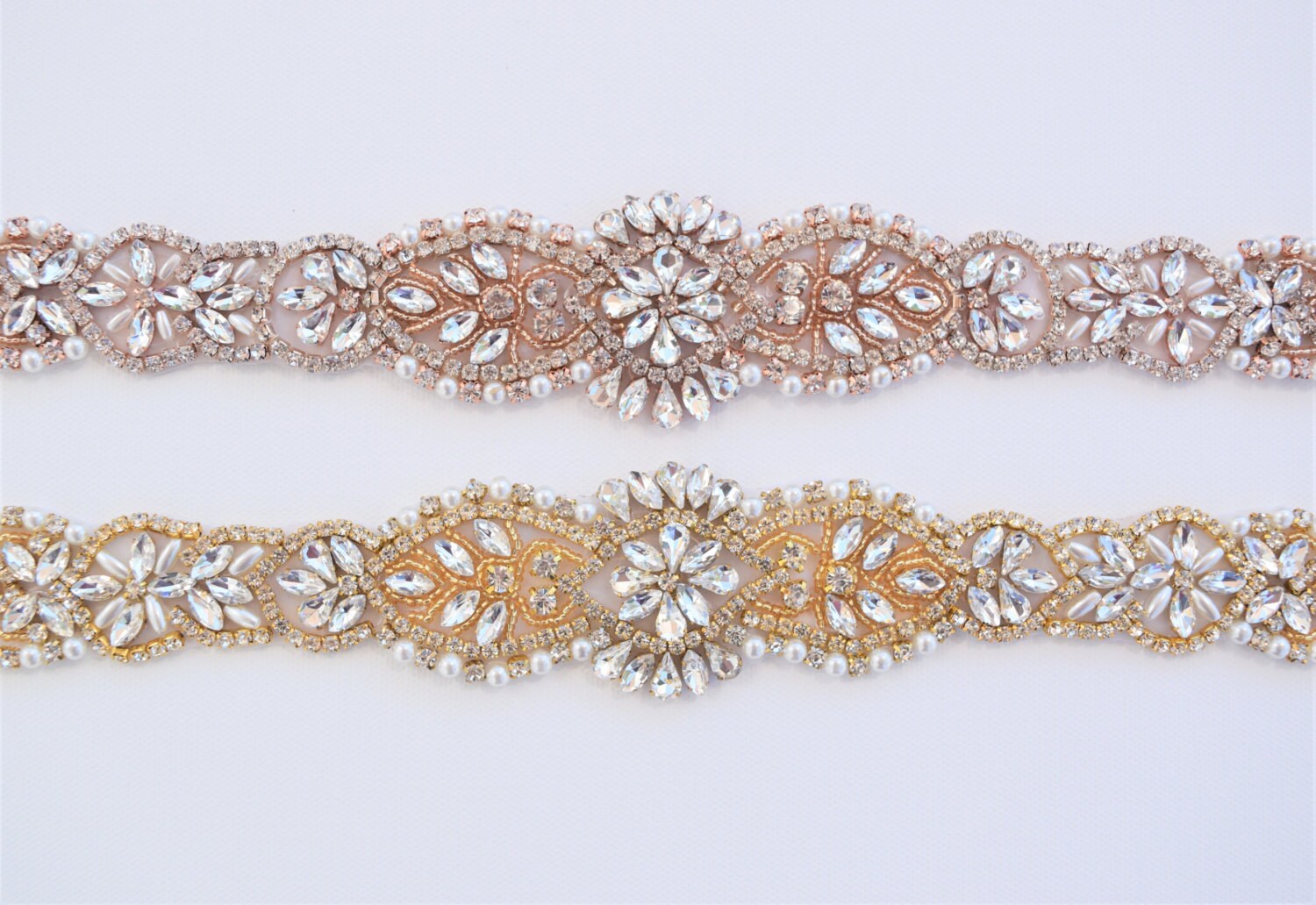 Großhandel Gold Kristall Strass Applikation - Rose Braut Trim von CrystalTrimming