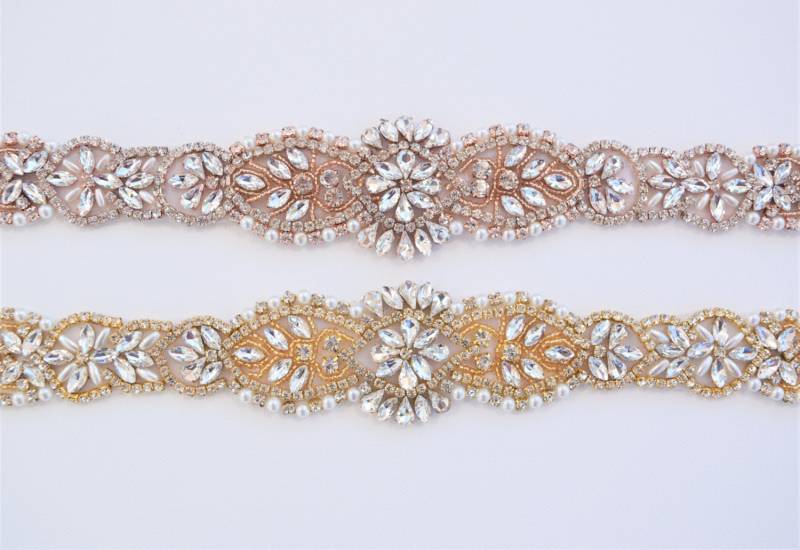 Großhandel Gold Kristall Strass Applikation - Rose Braut Trim von CrystalTrimming