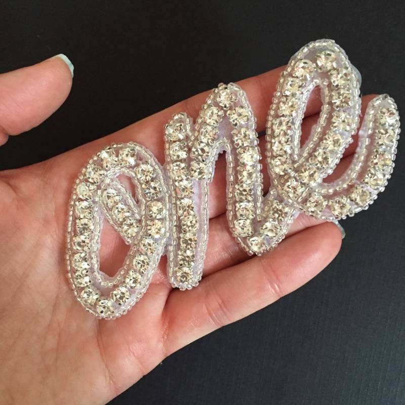 Kristall Strass Applikation "Eins" - Diy Baby Haarband Zubehör Cake Topper 1 von CrystalTrimming
